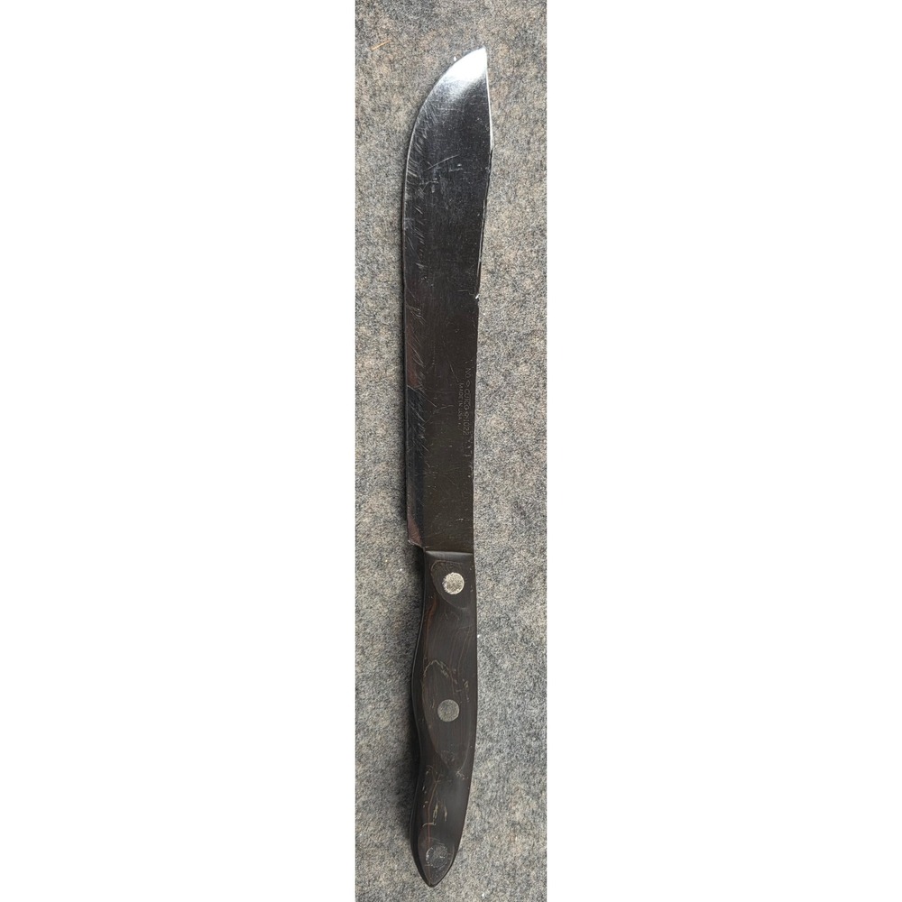 Cutco 1022 Butcher Knife Vintage 8 inch Blade Made in USA Dark Brown Handle
